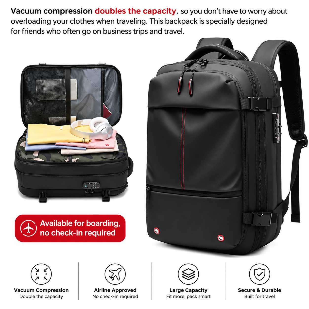Vacuum Compression Large-capacity Backpack
